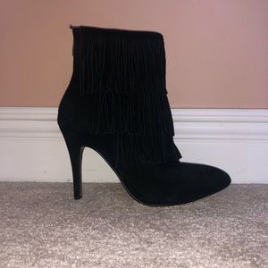 BLACK FRINGE SUEDE BOOTIES CHINESE LAUNDRY